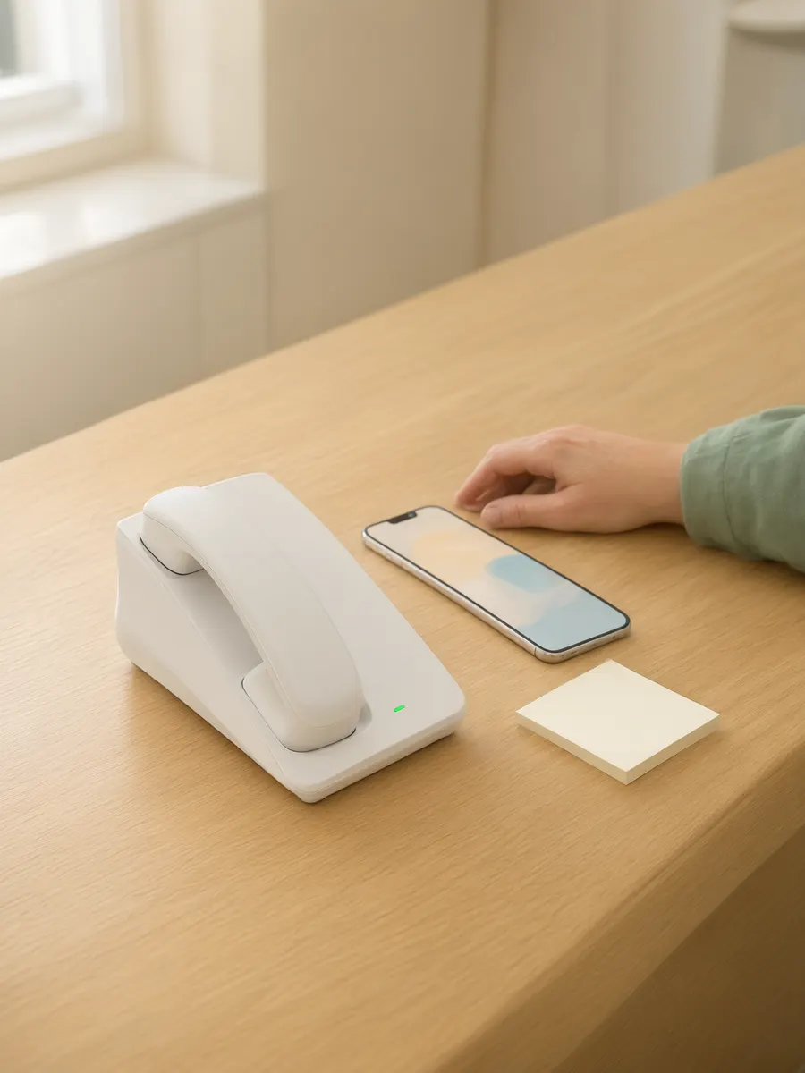 Illustrative image, AI-generated: a desk phone and a smartphone